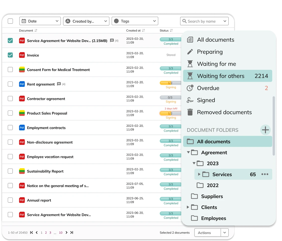 Electronic signature and document management system