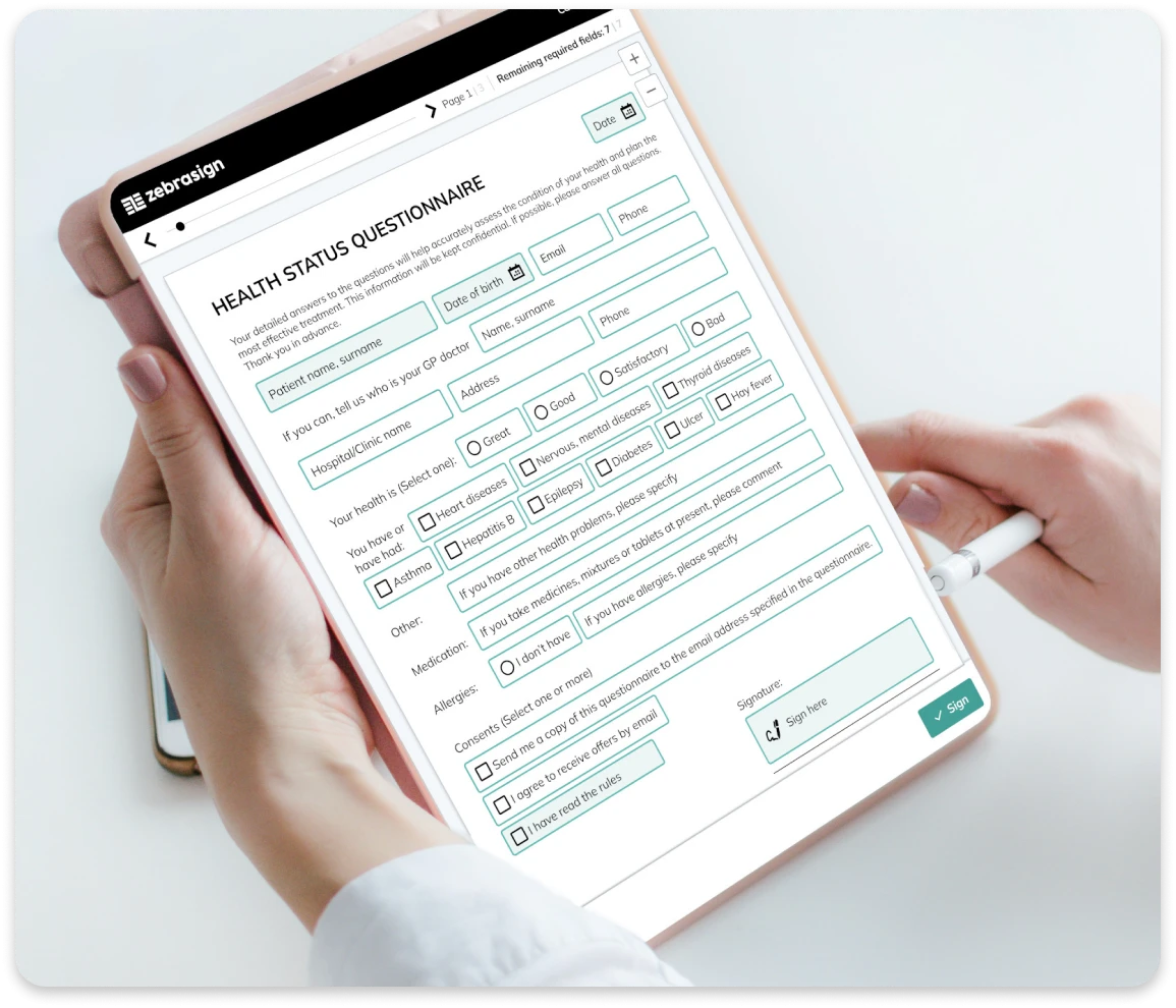 Electronic signature and signature pad app