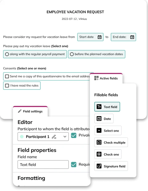 Drag & drop fillable fields