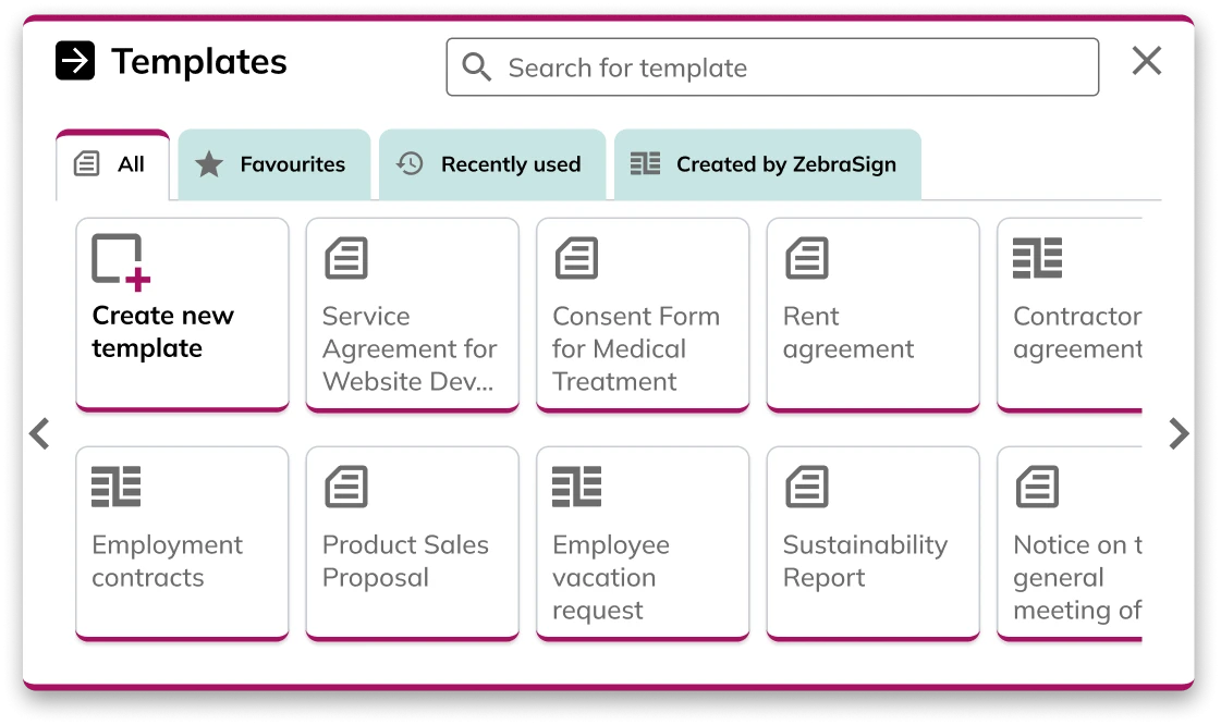 Electronic signature and document templates