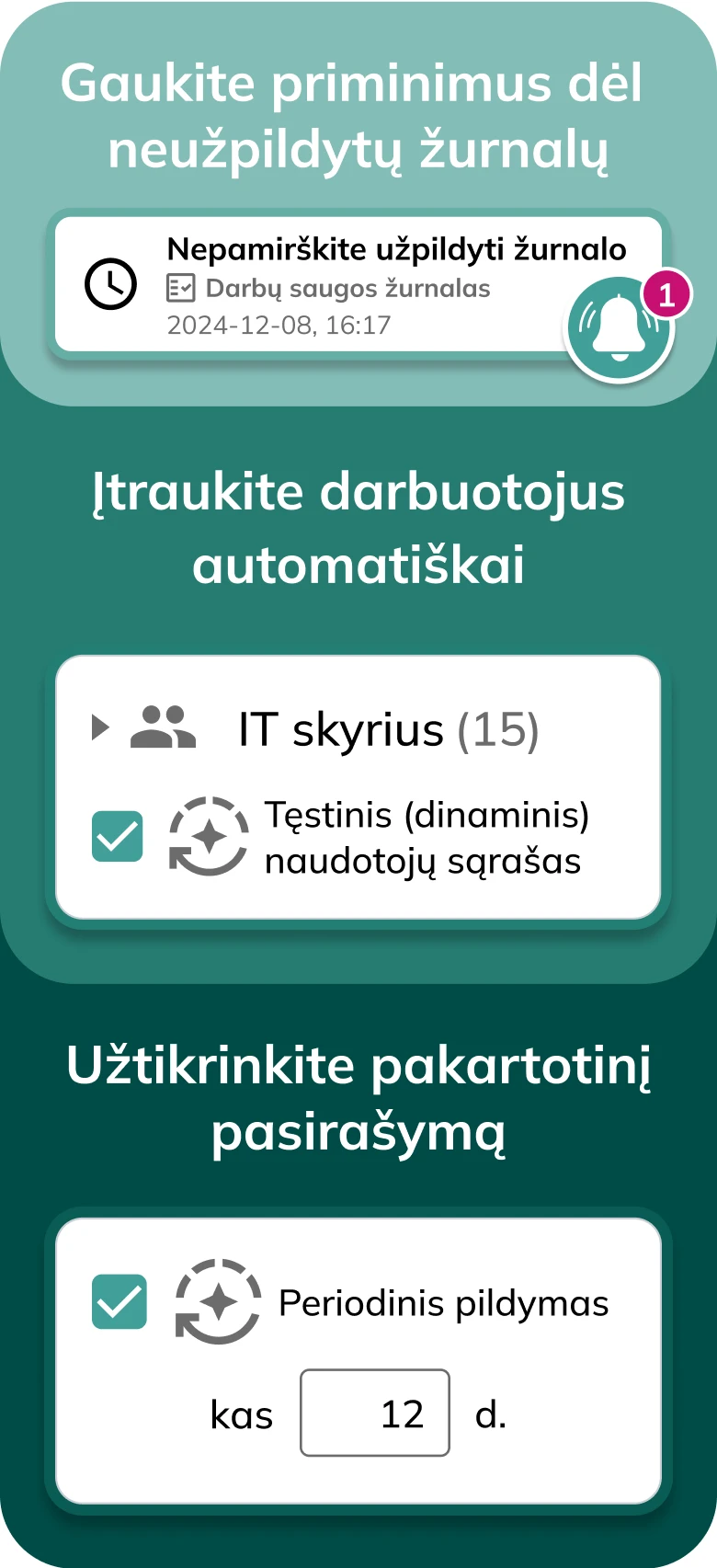 Elektroniniai žurnalai, statybos darbų žurnalas, darbų saugos žurnalas, registras, sutarčių registras