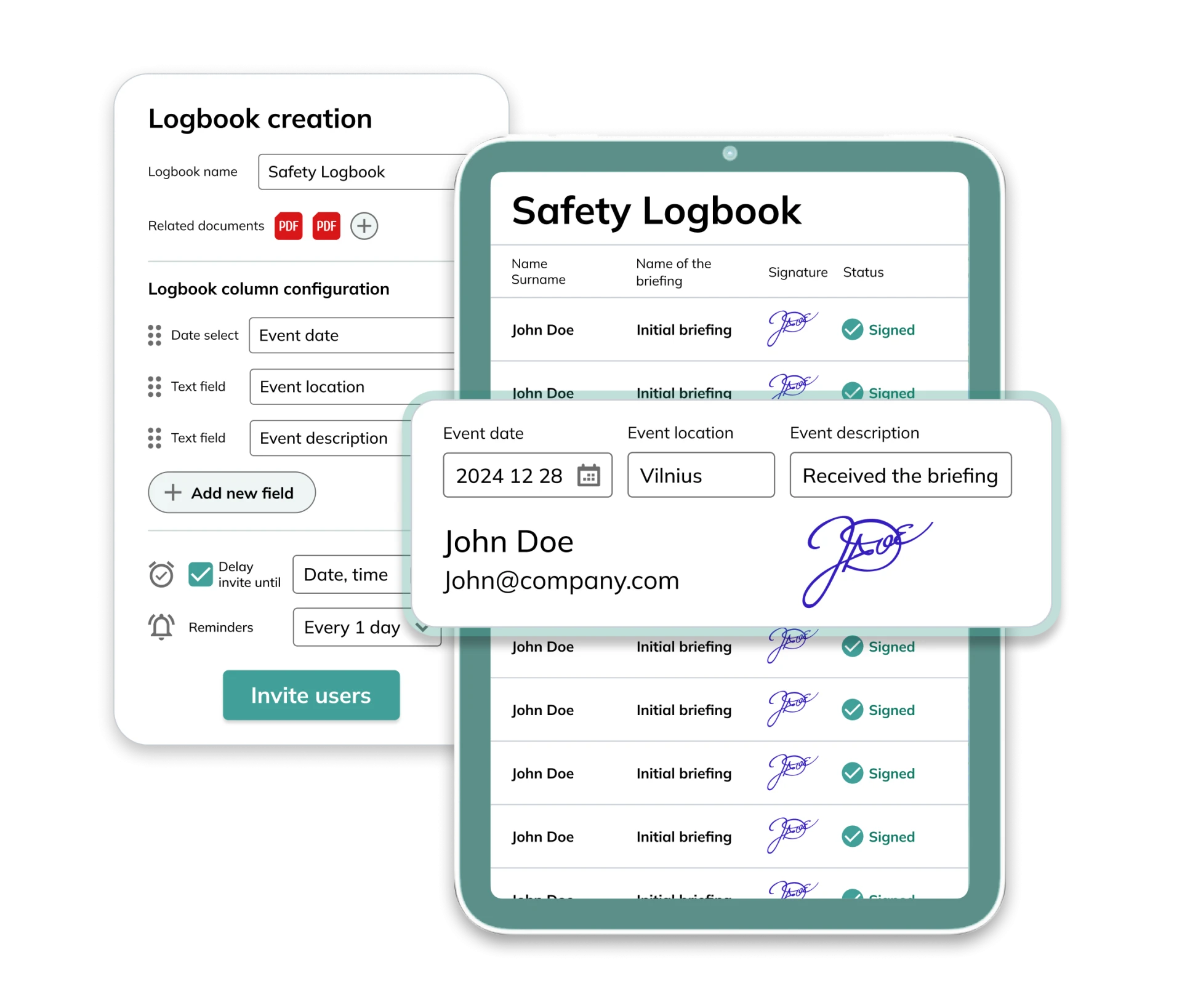 Electronic signature and Electronic logbooks