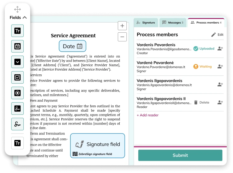 Electronic signature and document sign