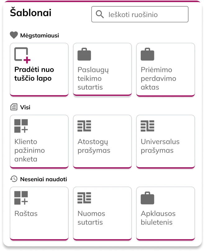 Dokumentu šablonai ir elektroninis parašas