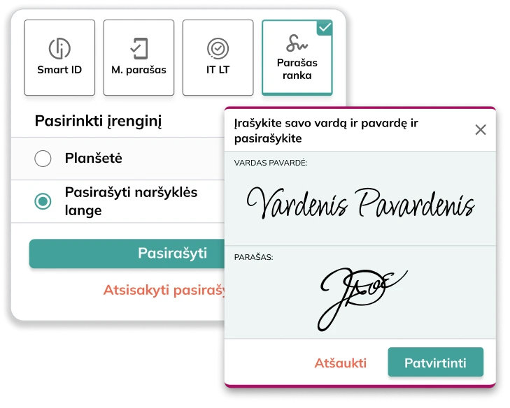 Dokumentu šablonai ir elektroninis parašas