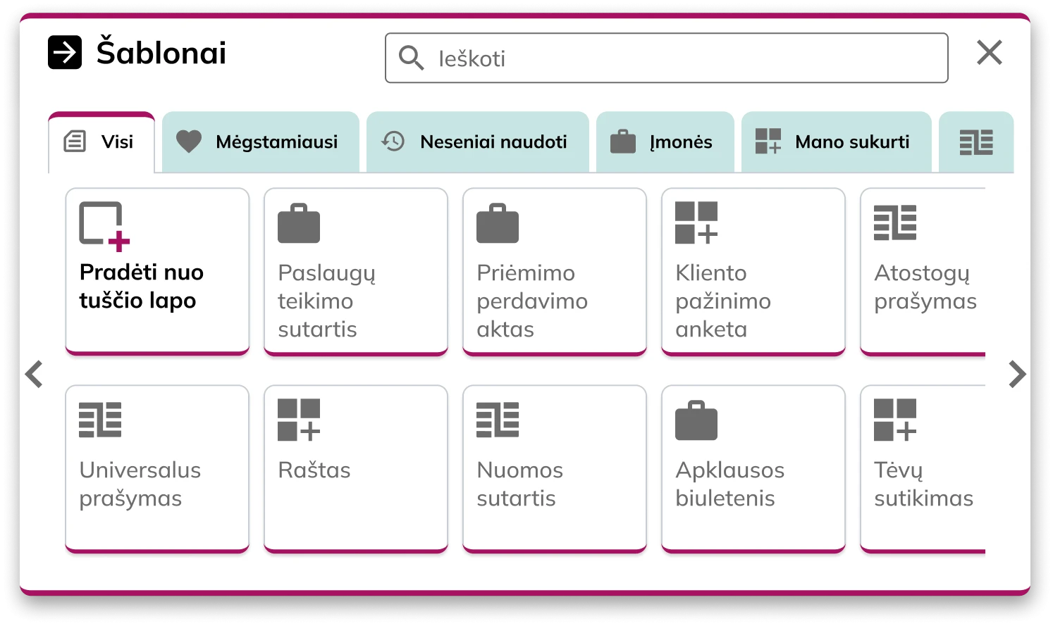 Dokumentu šablonai ir elektroninis parašas