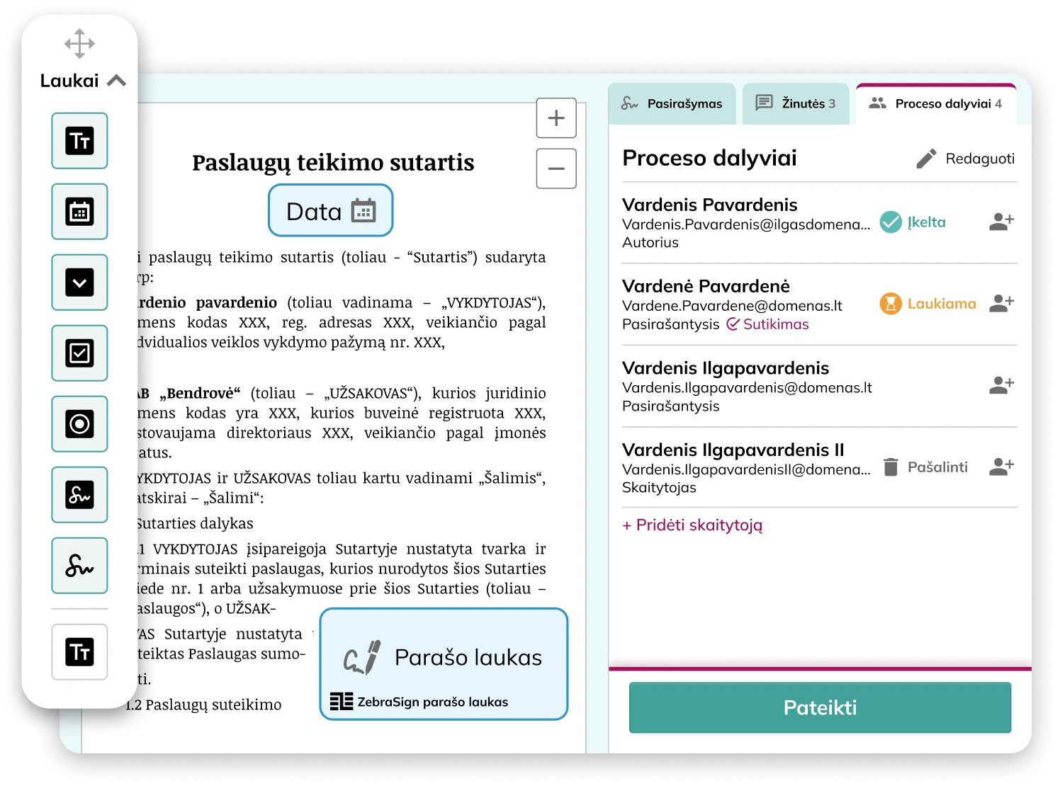 Elektroninis parasas ir dokumentu pasirasymas.