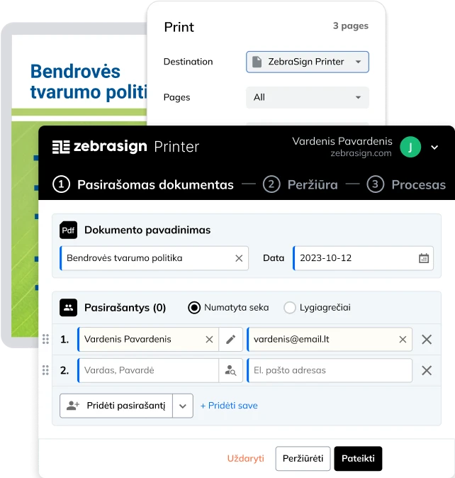 Zebrasign virtualus spausdintuvas ir elektroninis parasas