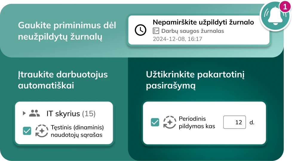 Elektroniniai žurnalai, statybos darbų žurnalas, darbų saugos žurnalas, registras, sutarčių registras